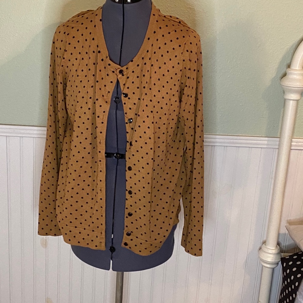 Camel brown with black polkadots cardigan